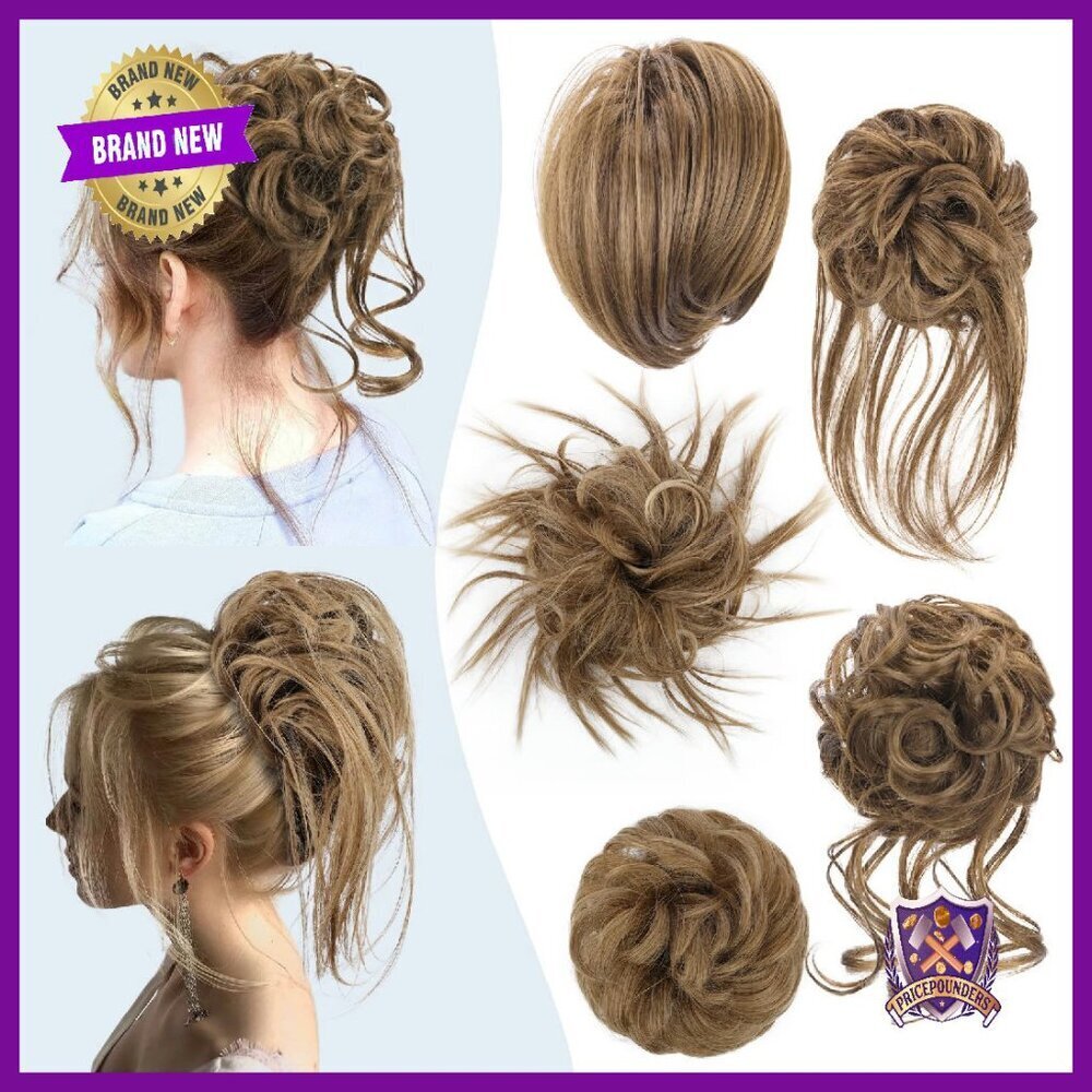 5-Piece Messy Bun Hairpiece Set with Elastic Bands for Quick Updos